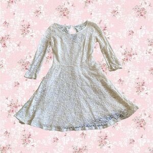 Abercrombie White Floral Lace Coquette Boho 3/4 Sleeve Mini Dress